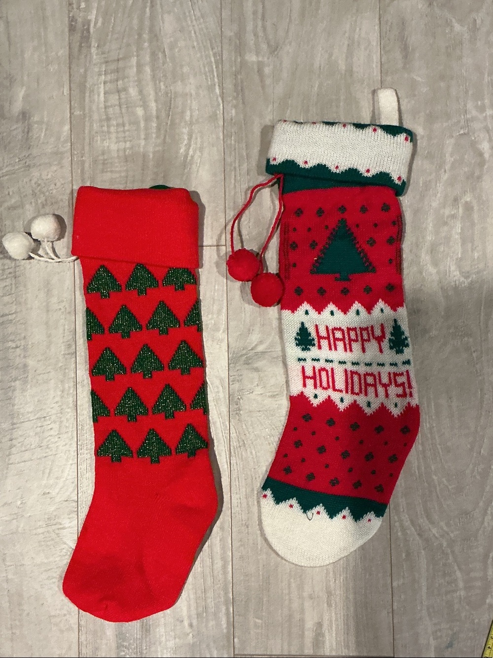 Festive Red Holiday Stockings - Happy Holidays Design.